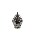 Urban Trends Collection Urban Trends Collection 21279 Ceramic Urn Vase with Cutout Quatrefoil; Silver - Small 21279